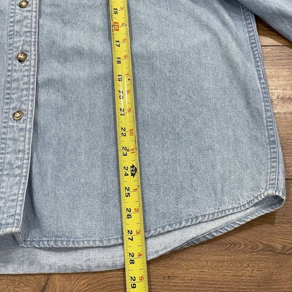 Vintage Sun Belt Denim‎ Shirt Womens Large Embroidered Rainbow Connection Button - Picture 14 of 14